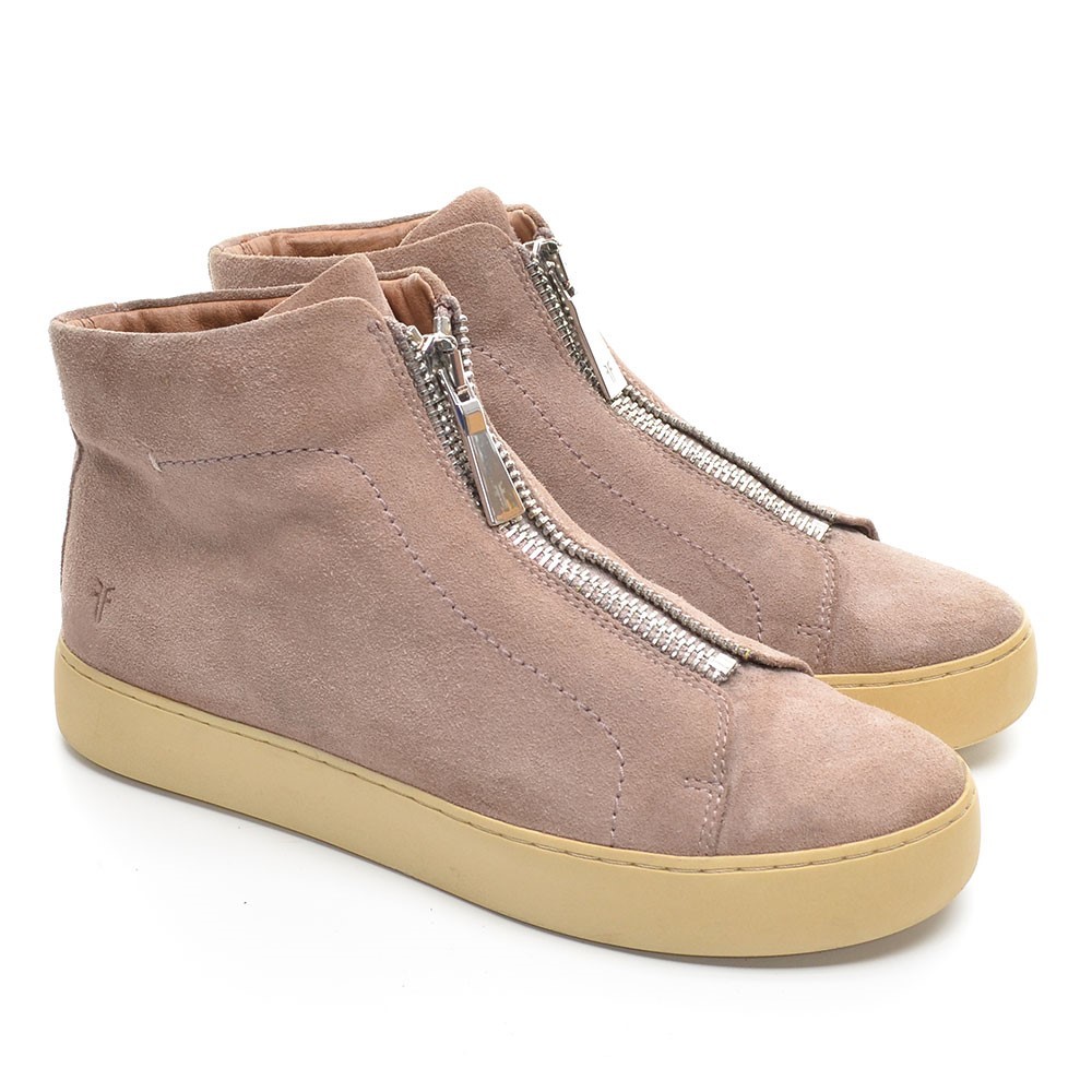 Frye Lena Zip 76713 Brown Suede High Top Sneakers 8.5 M
